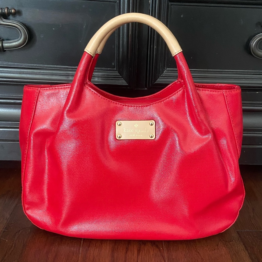 Kate Spade Red and Gold Purse with black and white lining